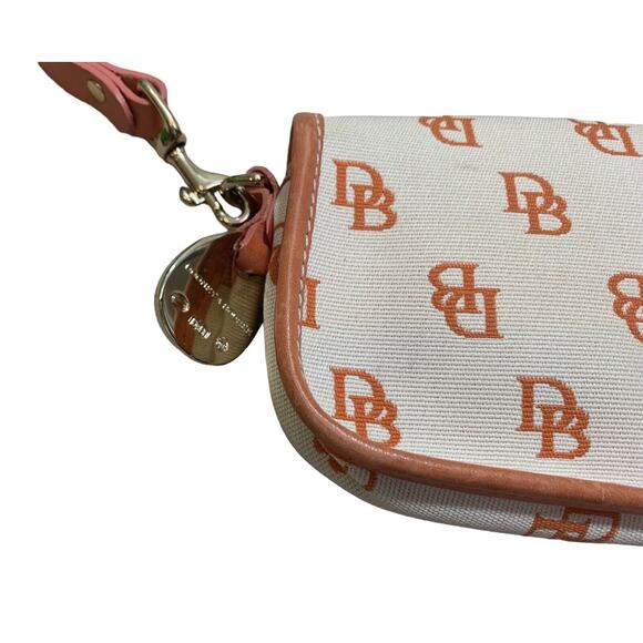 Dooney And Bourke Wristlet Orange Rust Wallet Signature Logo Cream Strap - Picture 8 of 11